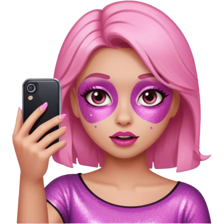 glitter pink girl naughty selfie emoji