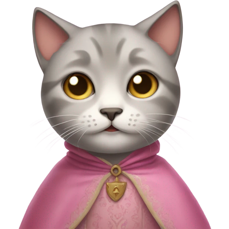teary eyed cat in pink medieval dress emoji