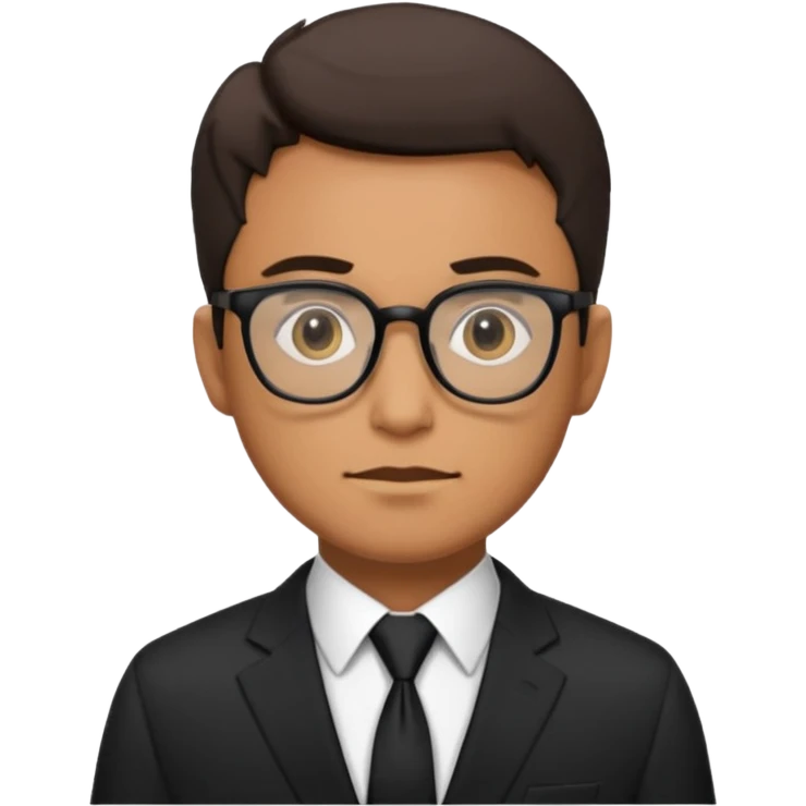 رجل يرتدي نظارات وبذلة رسمية سوداء بالكامل حتى ربطة العنق كانه عميل fbi emoji