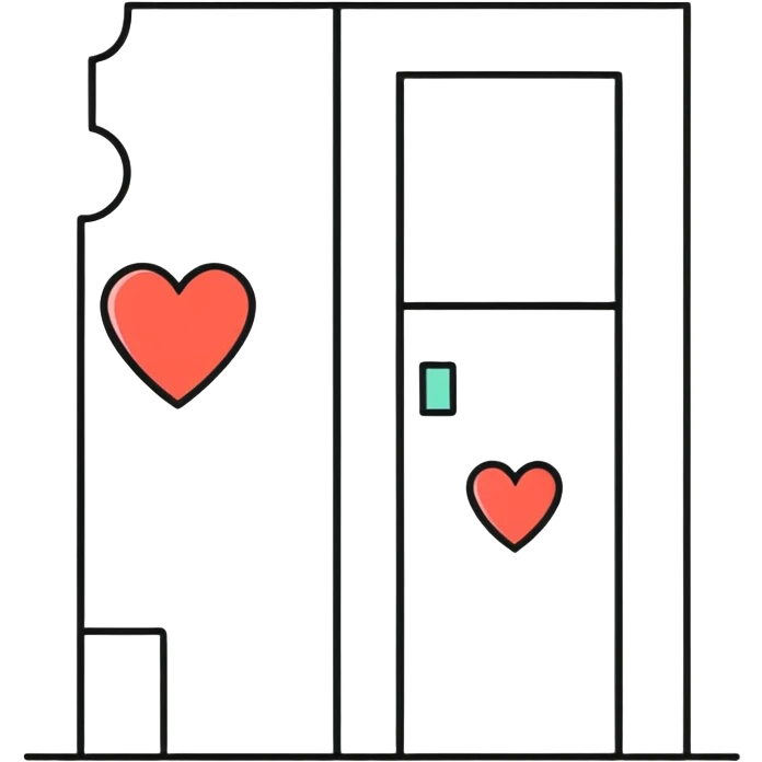 A narrow wall with hearts emoji