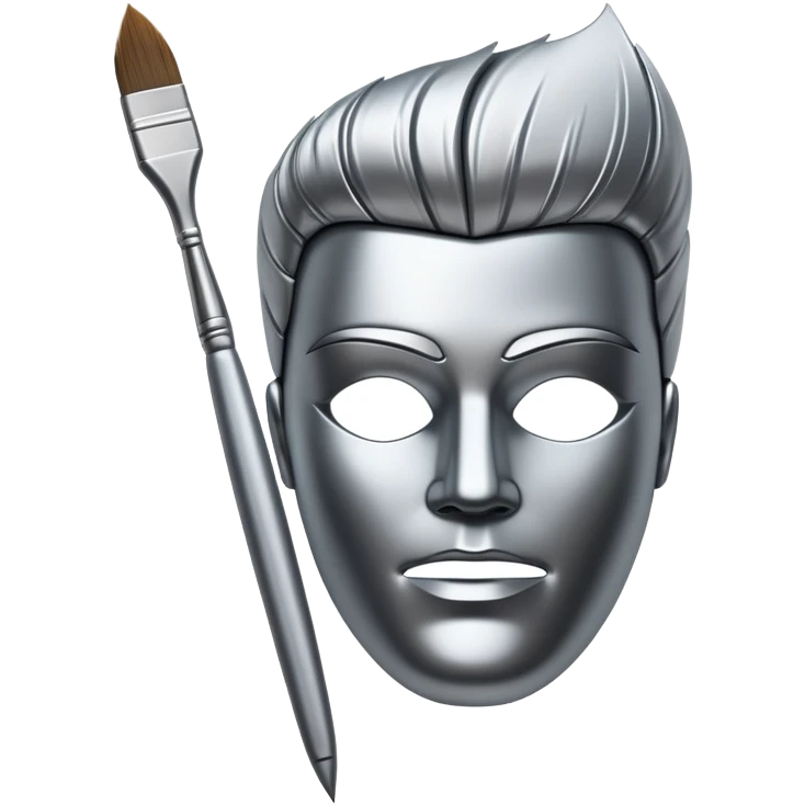 A paintbrush that transforms into a human metal silhouette, symbol of artistic identity emoji