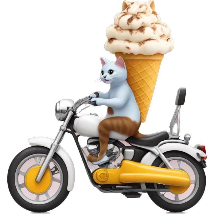 Cat on bike eating ice cream emoji