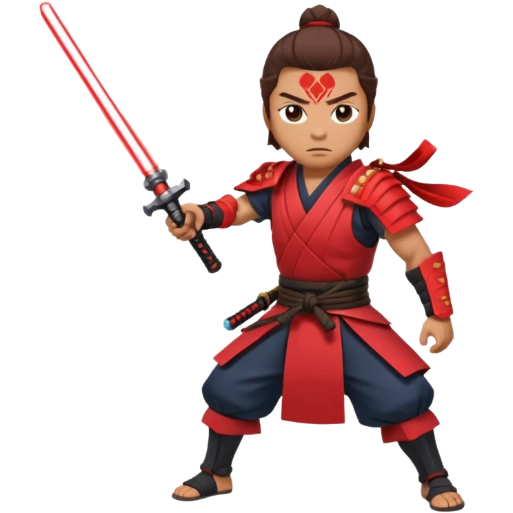 samurai with laser sword, red emoji