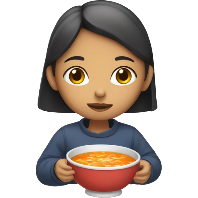 Girl eating soup emoji