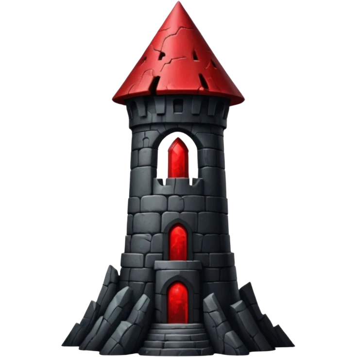 iOS sticker, dark fantasy tower, monochrome red, minimal emoji
