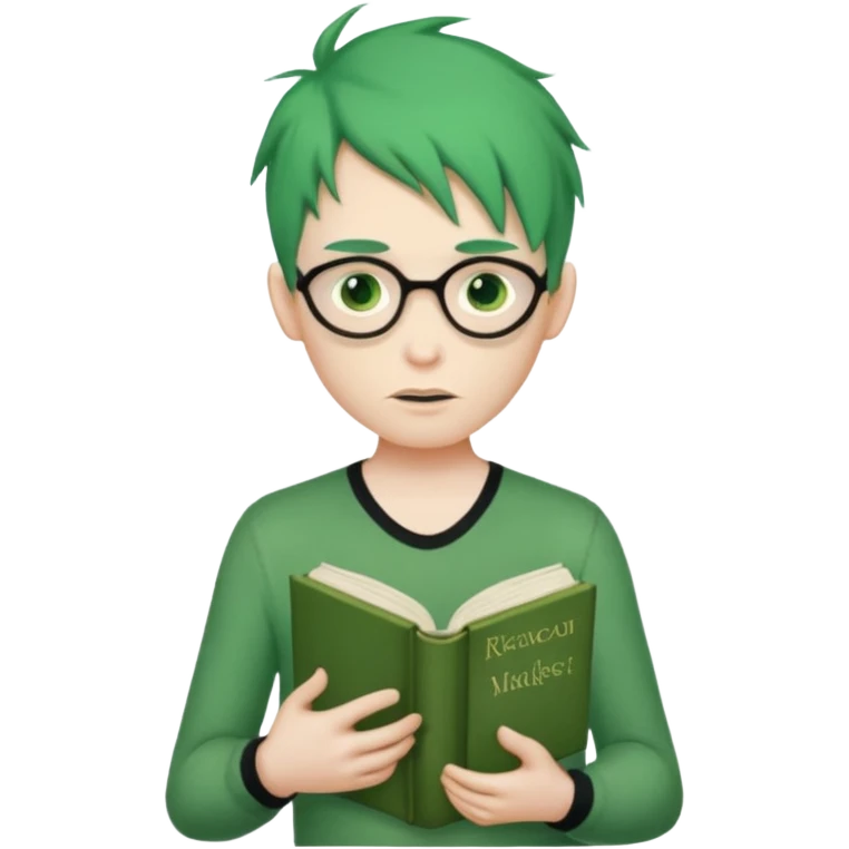 peter has green hair he is creepy he is on a quest to remove all emojis he has a book with all the words that ever exist in his hand he likes fortnite has a reddit thing and a thong and he has a beak emoji