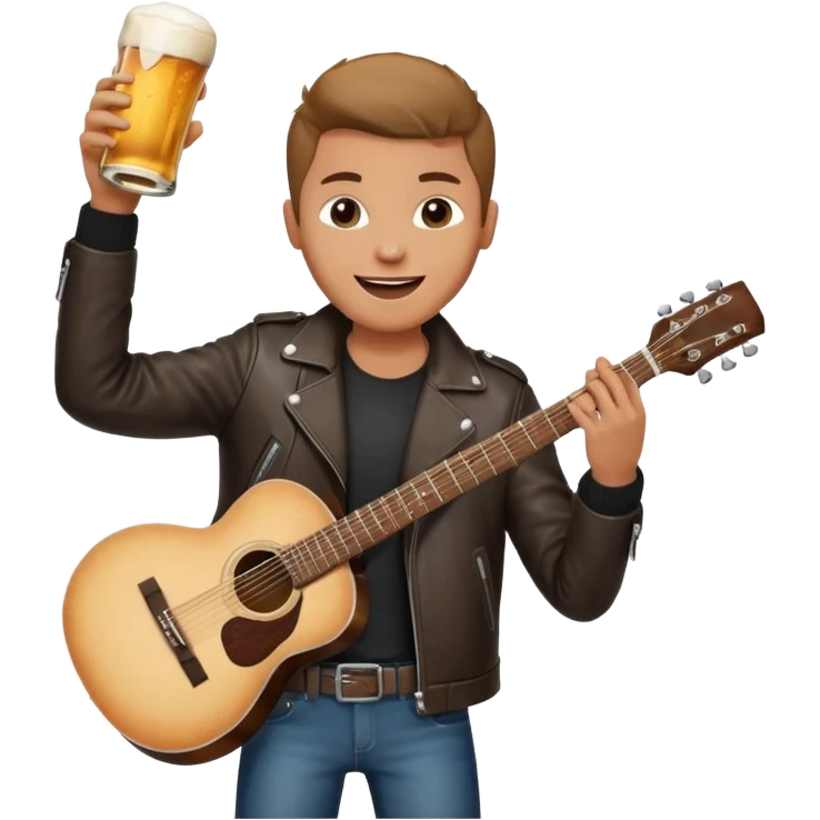 We're creating a quiz for a New Year's Eve team. The idea is that people have to guess which emoji belongs to which person from three emojis. Now it's up to you to make one whole emoji from the following  emojis.  🏍🎸🍻👦 emoji
