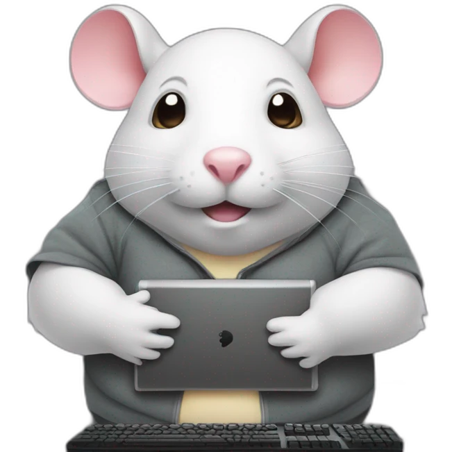 Fat Rat playing computer video games emoji