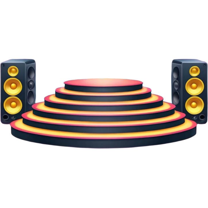 concert stage with colorful lights and speakers emoji