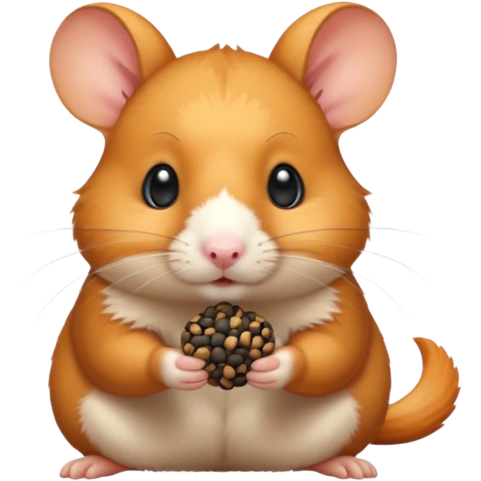 хомяк рыжего цвета с черными ушками держит в лапках семечку emoji