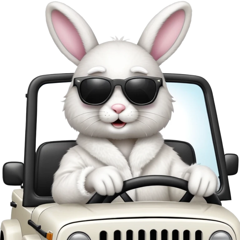 easter bunny in white jeep emoji