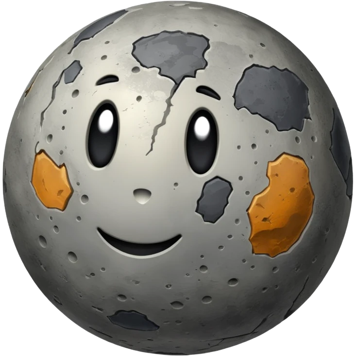 Mercury planet emoji, round, rocky gray ball covered in pitted marks and rough patches emoji