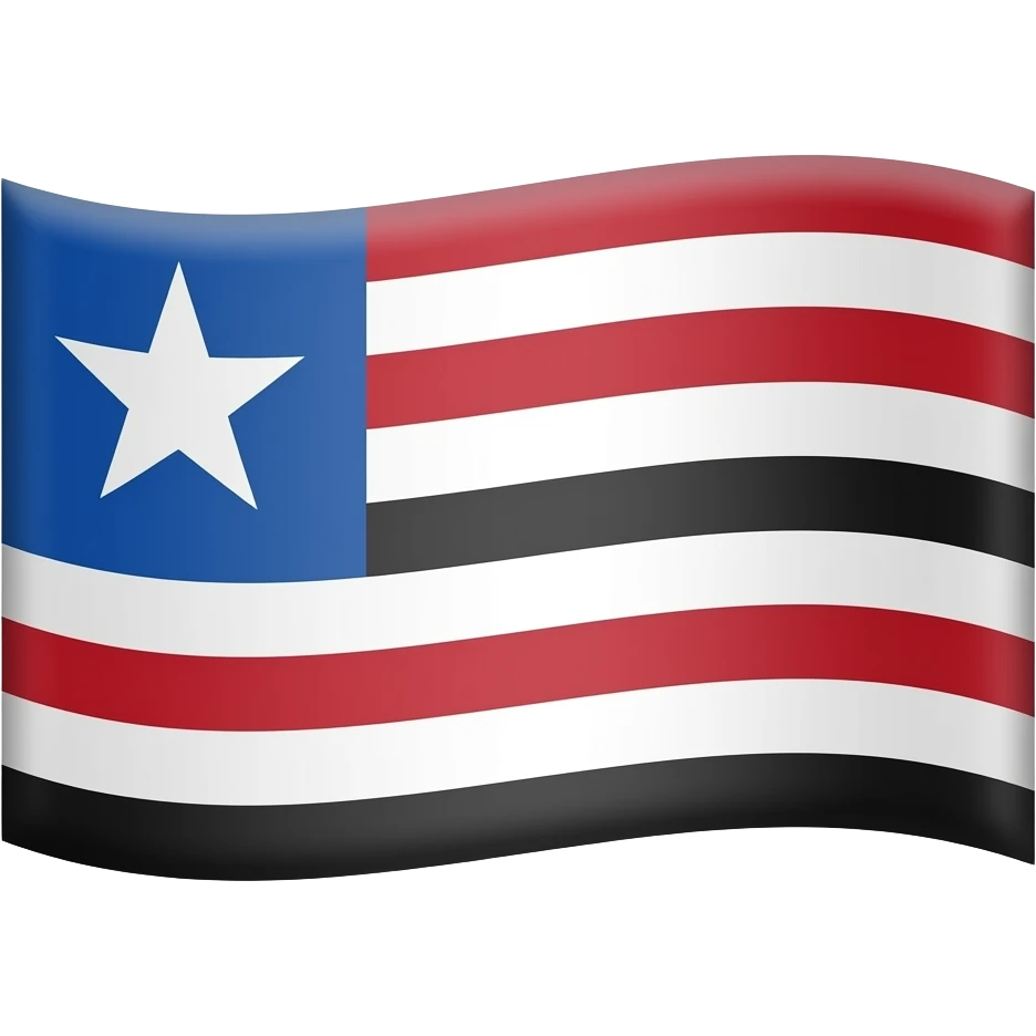 possui nove listras horizontais intercaladas nas cores vermelho, branco e preto, representando a mistura das etnias indígena, branca e negra. No canto superior esquerdo, há um cantão azul com uma estrela branca representando a Beta da constelação de Escorpião. emoji