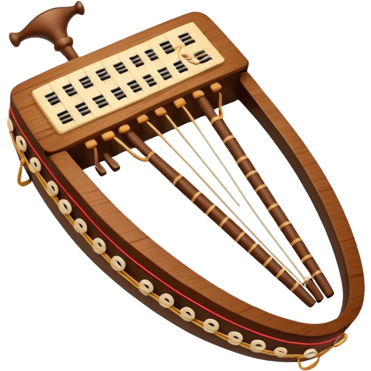 traditional Albanian çifteli instrument with musical notes, vibrant and playful emoji emoji
