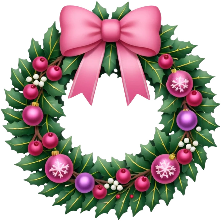 Christmas wreath pink emoji