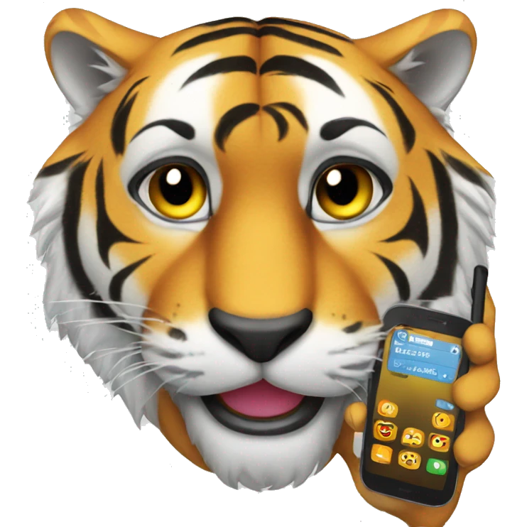 tiger with a phone emoji