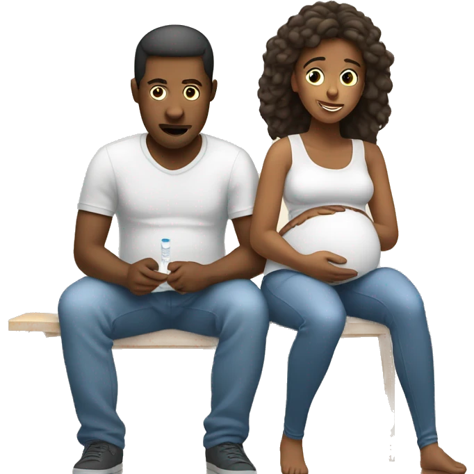 couple looking at pregnancy test emoji