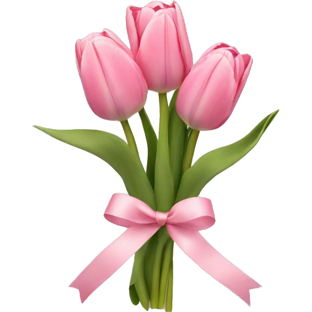 Tulips with light pink in a bouquet with a ribbon in the middle emoji