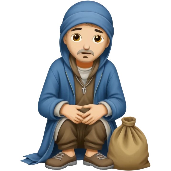 beggar who is also a homeless person poor with damaged clothing emoji