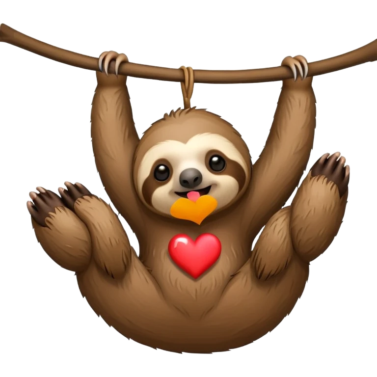 Hanging sloth with heart emoji