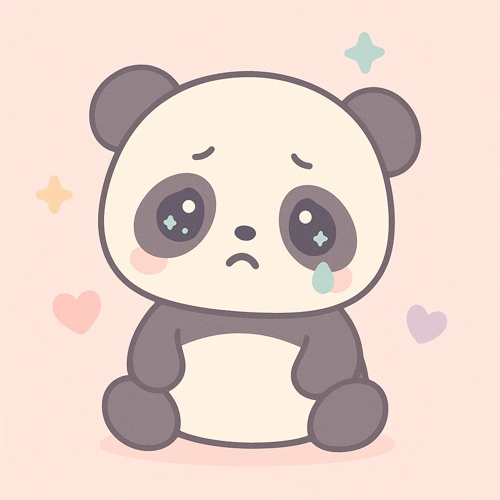 sad panda, kawaii style emoji