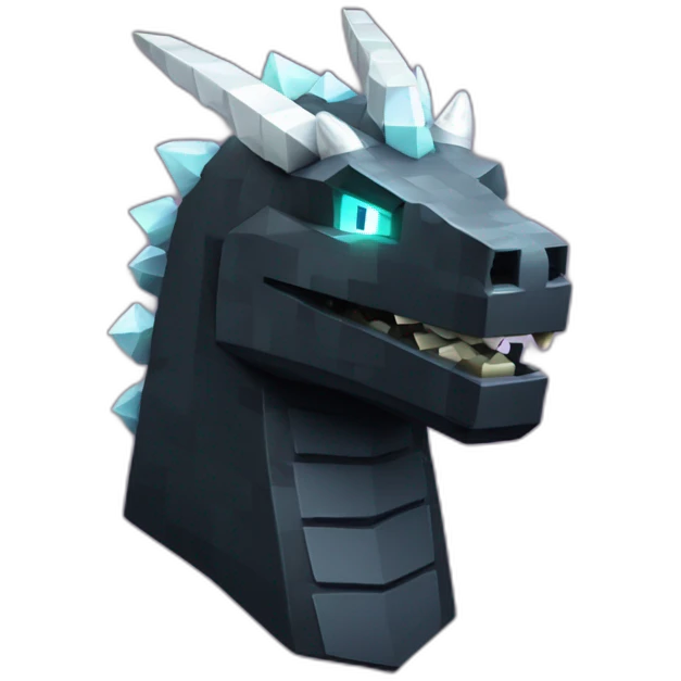 Minecraft Black Godzilla Head With Diamond Unicorn Horn emoji