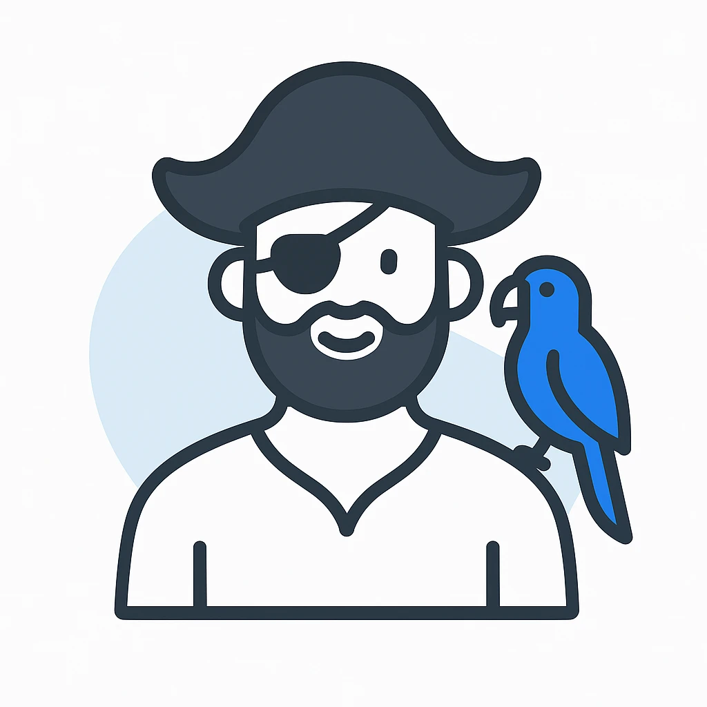 pirate with eye patch and parrot emoji