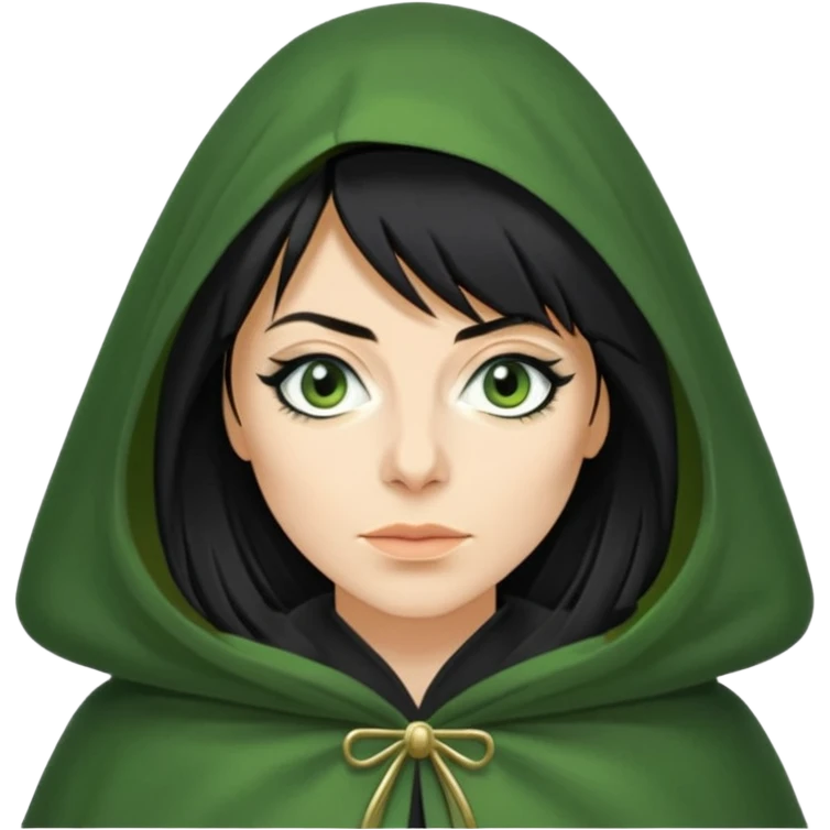claudia winkleman as a traitor with a green cloak and black eyeliner emoji