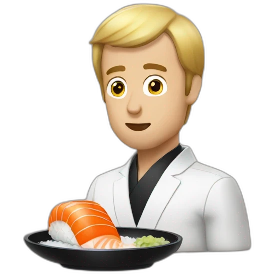 Macron qui mange un sushi emoji