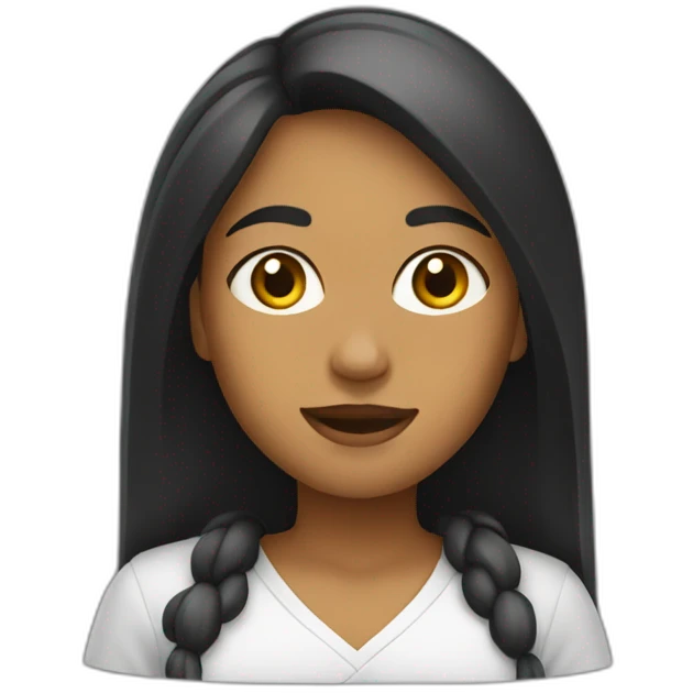 mujer pelo liso negro saludando emoji
