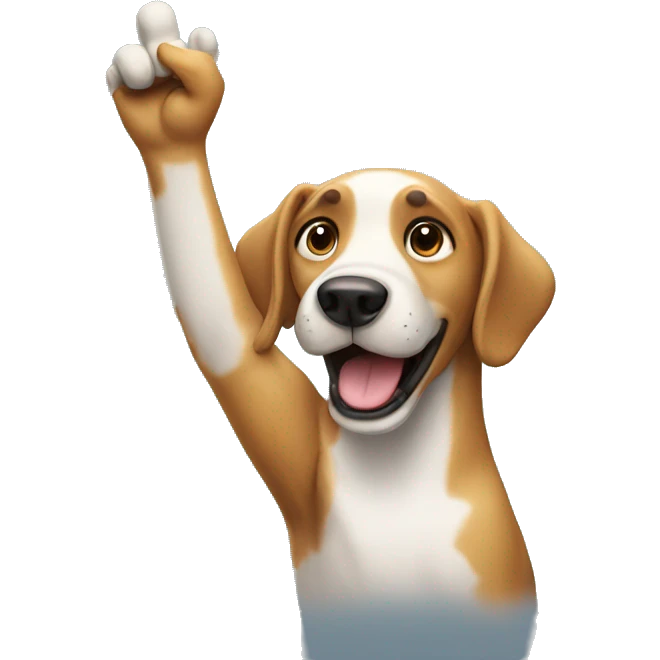 Dog waving hi emoji