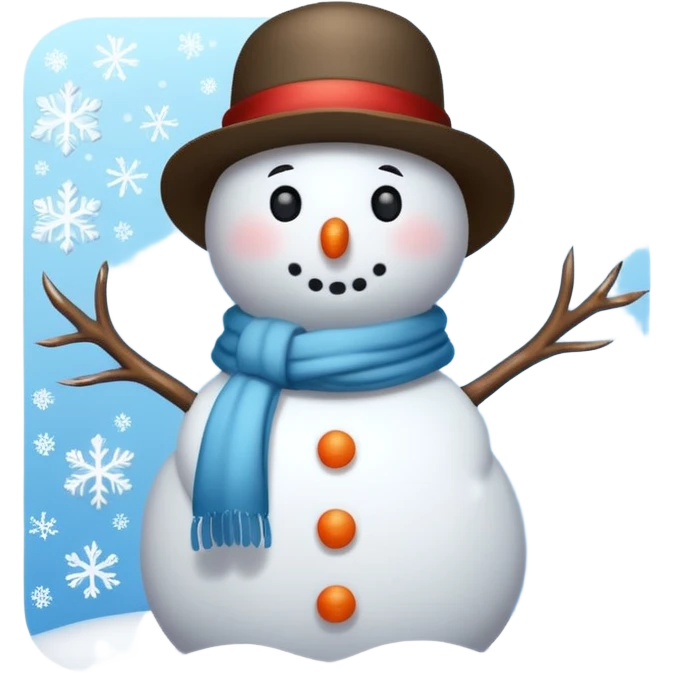 Cute snowman full body with snow emoji