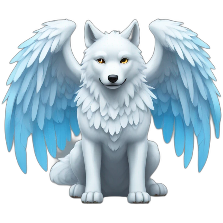 Whitelightblue wolf with wings emoji