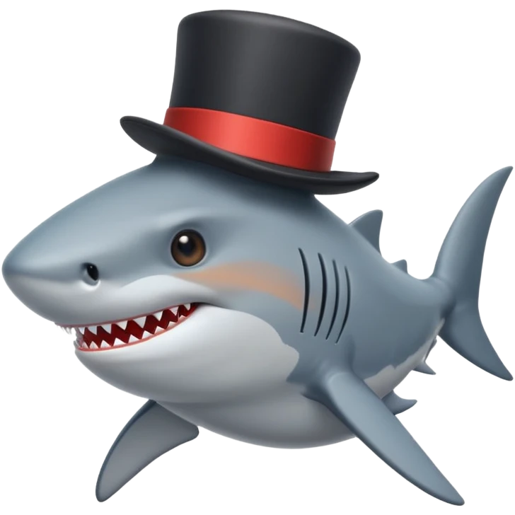Shark with a top hat emoji