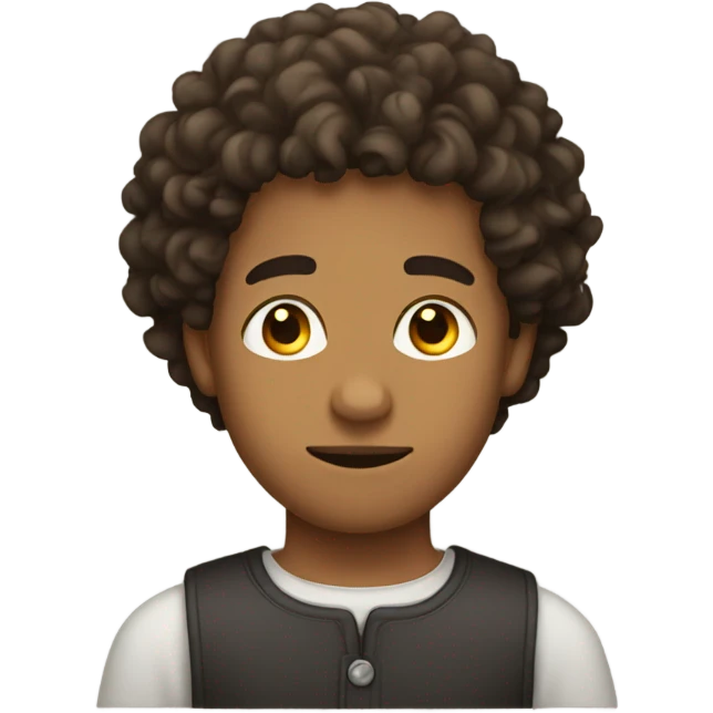 young brown man with curly hair thinking emoji