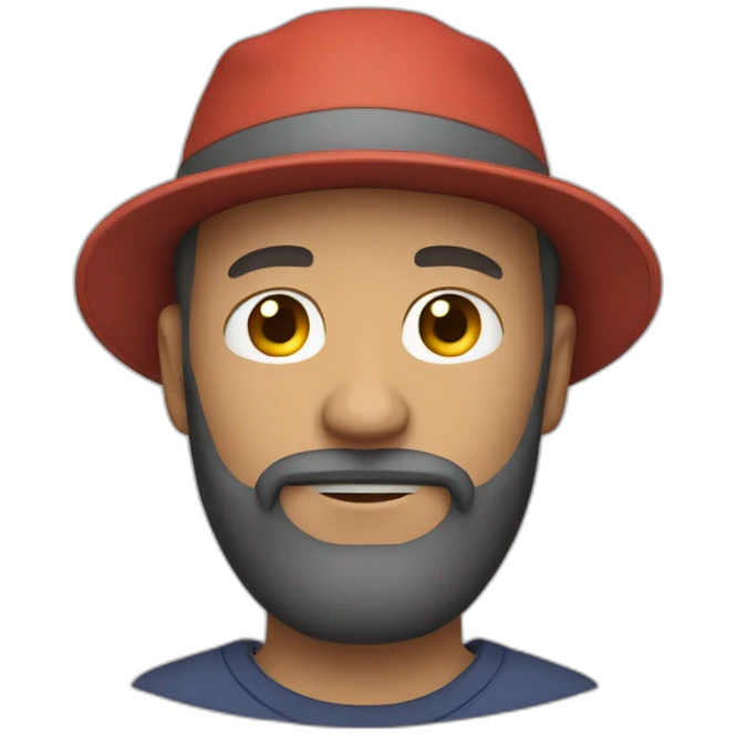 red haired man with beard and bucket hat hugging emoji