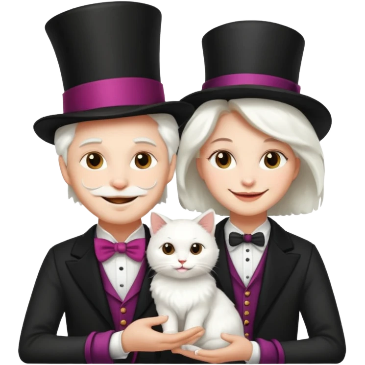 magician couple and their pet cat emoji
