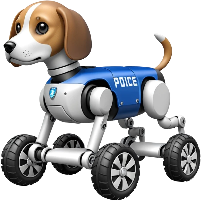 Boston dynamics police robotic beagle dog with off-road wheels  emoji