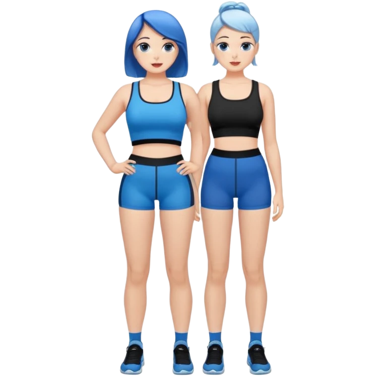 Big boobs crop top and shorts and tights black bunk and blue emoji