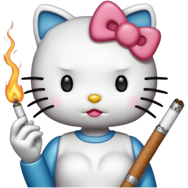 hello kitty with a blunt emoji