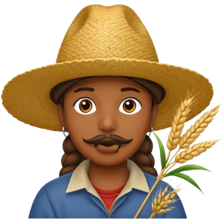 Campechano con una ramita de trigo en la boca emoji
