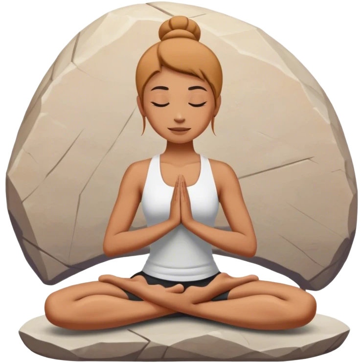 A person stands on a stone doing  yoga emoji
