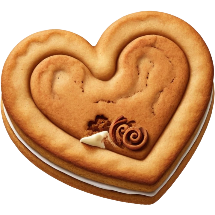 snicker doodle cookie with cinnamon powder on top in a heart shape cookie emoji