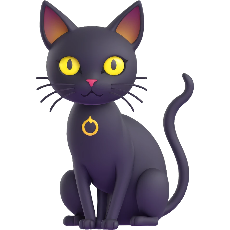 skinny black cat with yellow eyes emoji