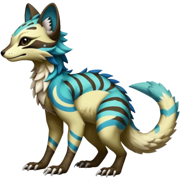 Rare realistic exotic cute epic pretty beautiful handsome gorgeous aesthetic colorful vibrant Vernid-Protogen-Primagen-Wickerbeast-Sergal-Genet-species-Fakemon-hybrid-creature by LiLaiRa, beautiful intricate markings, full body emoji