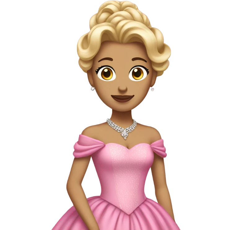 Princess with pink ballgown and light skin and big blonde hair updo pretty detailed realistic  emoji