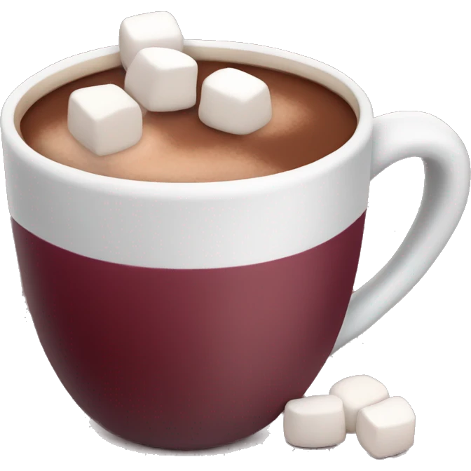 burgundy cup of hot cocoa with marshmallows  emoji