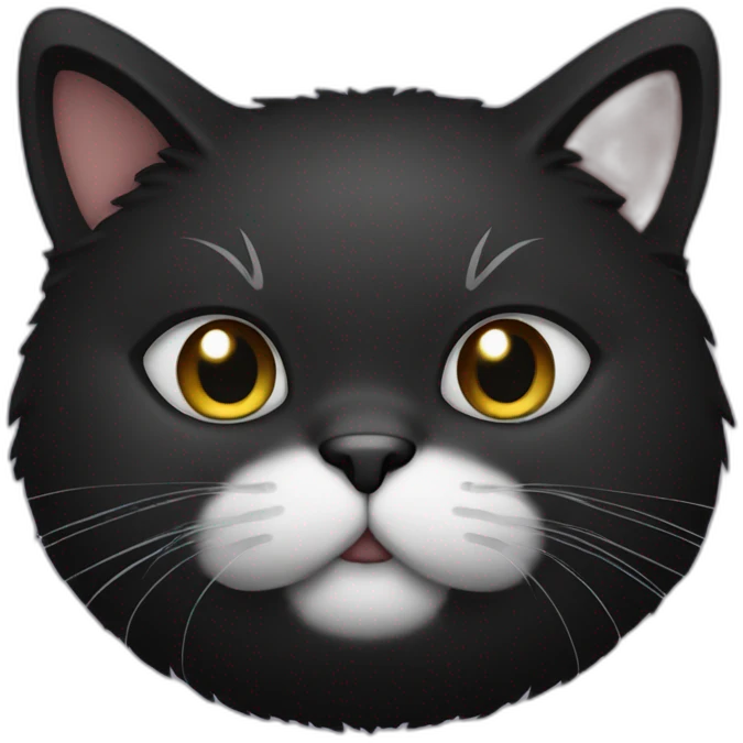 fat furry all black no white cat emoji