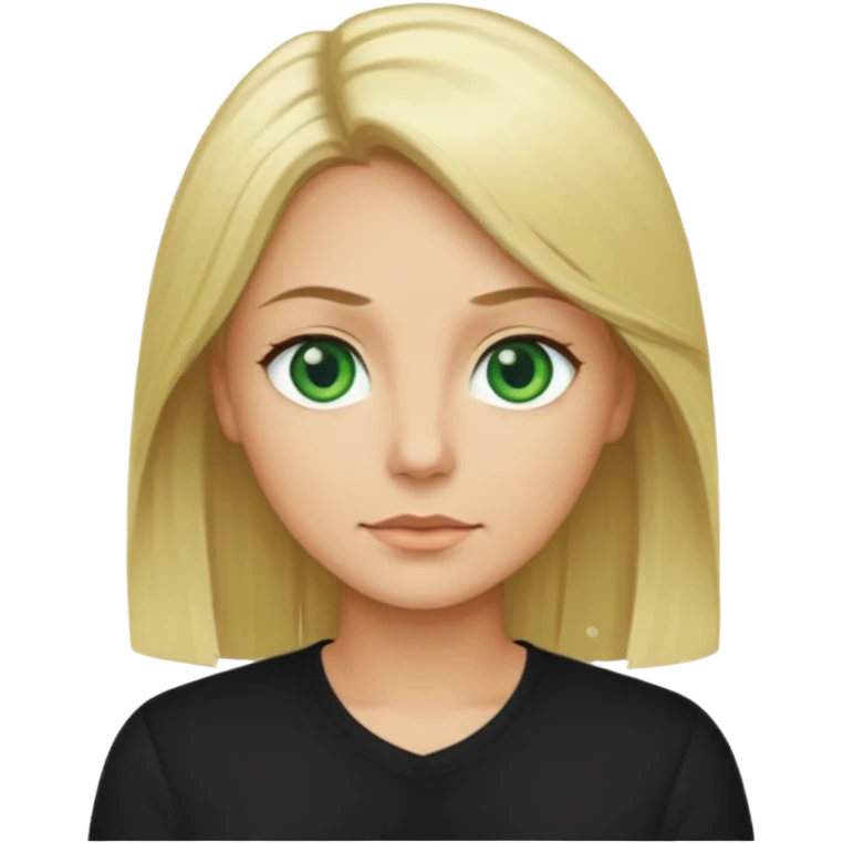40 yr old blonde straight hair green eyes black shirt emoji