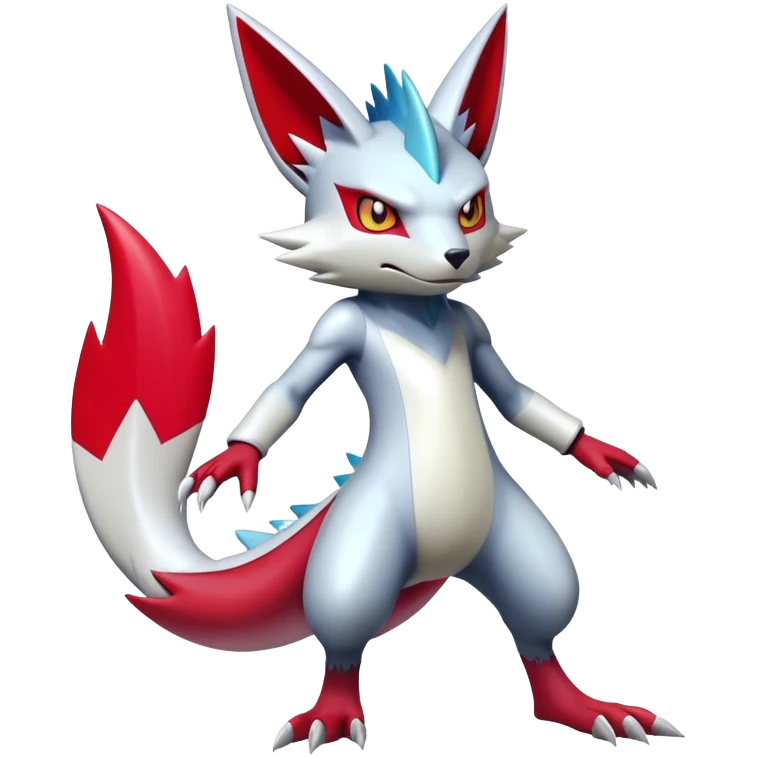  Cool Edgy Shiny Futuristic Ethereal Legendary Zangoose-Sneasel-Digimon-hybrid full body emoji